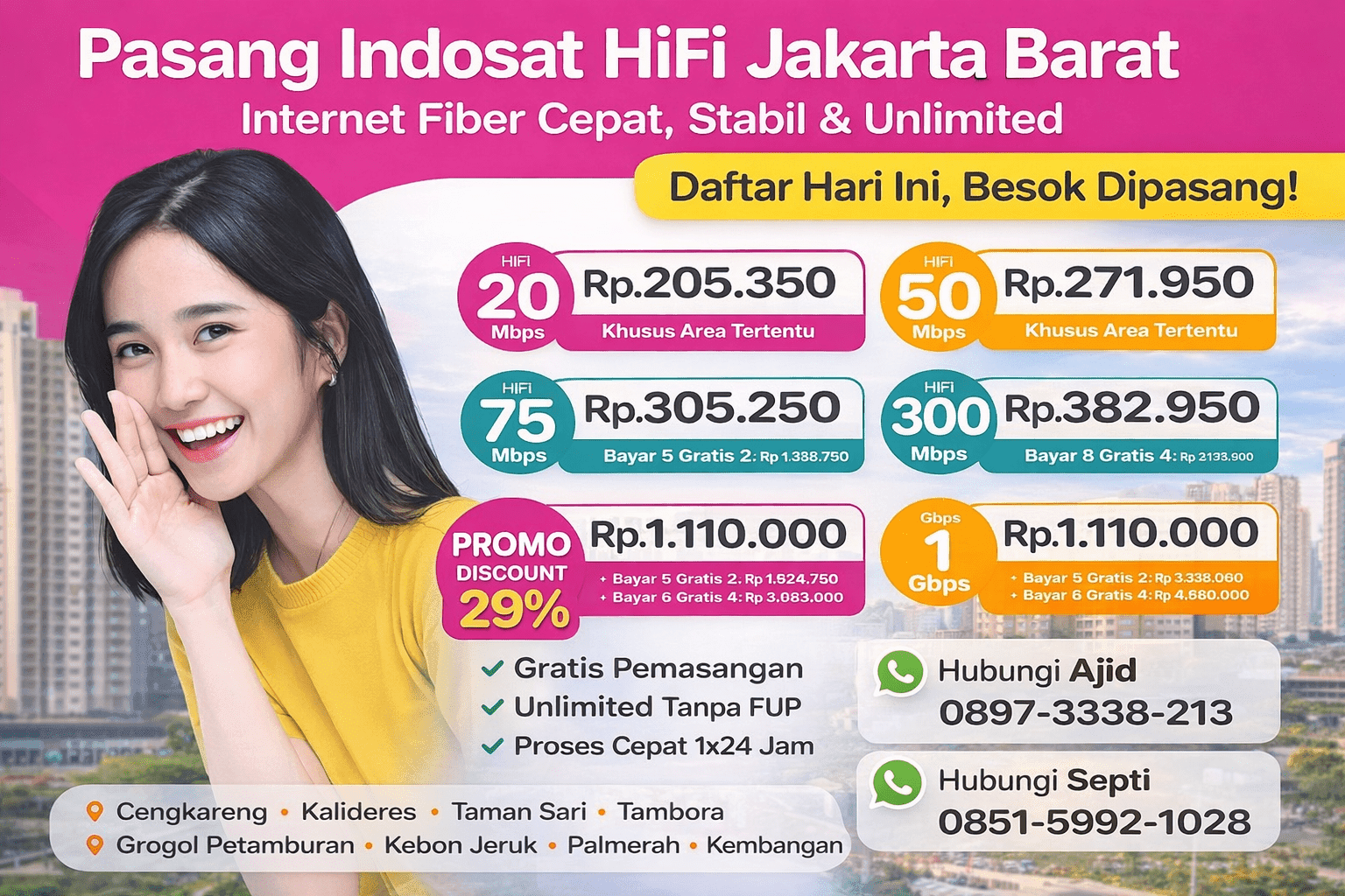 Pasang Indosat Hifi Jakarta Barataa