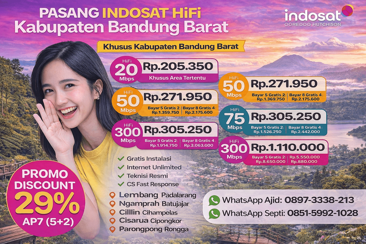 pasang indosat hifi Kabupaten Bandung Barat