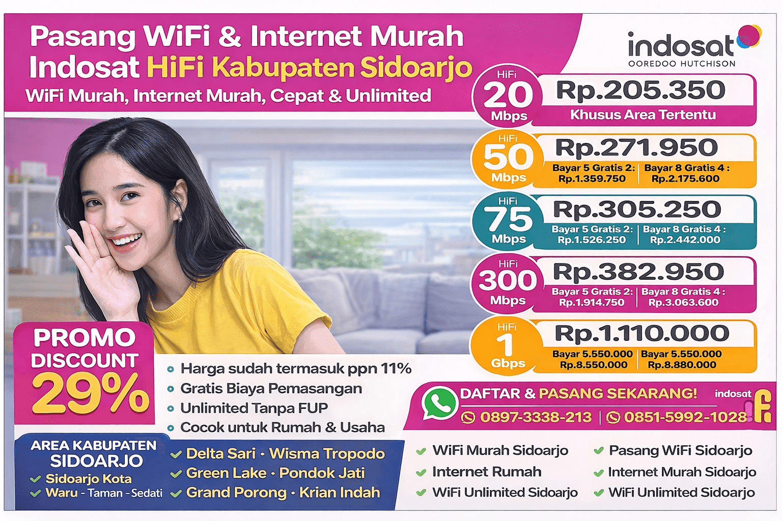 Pasang Indosat Hifi Kabupaten Sidoarjo