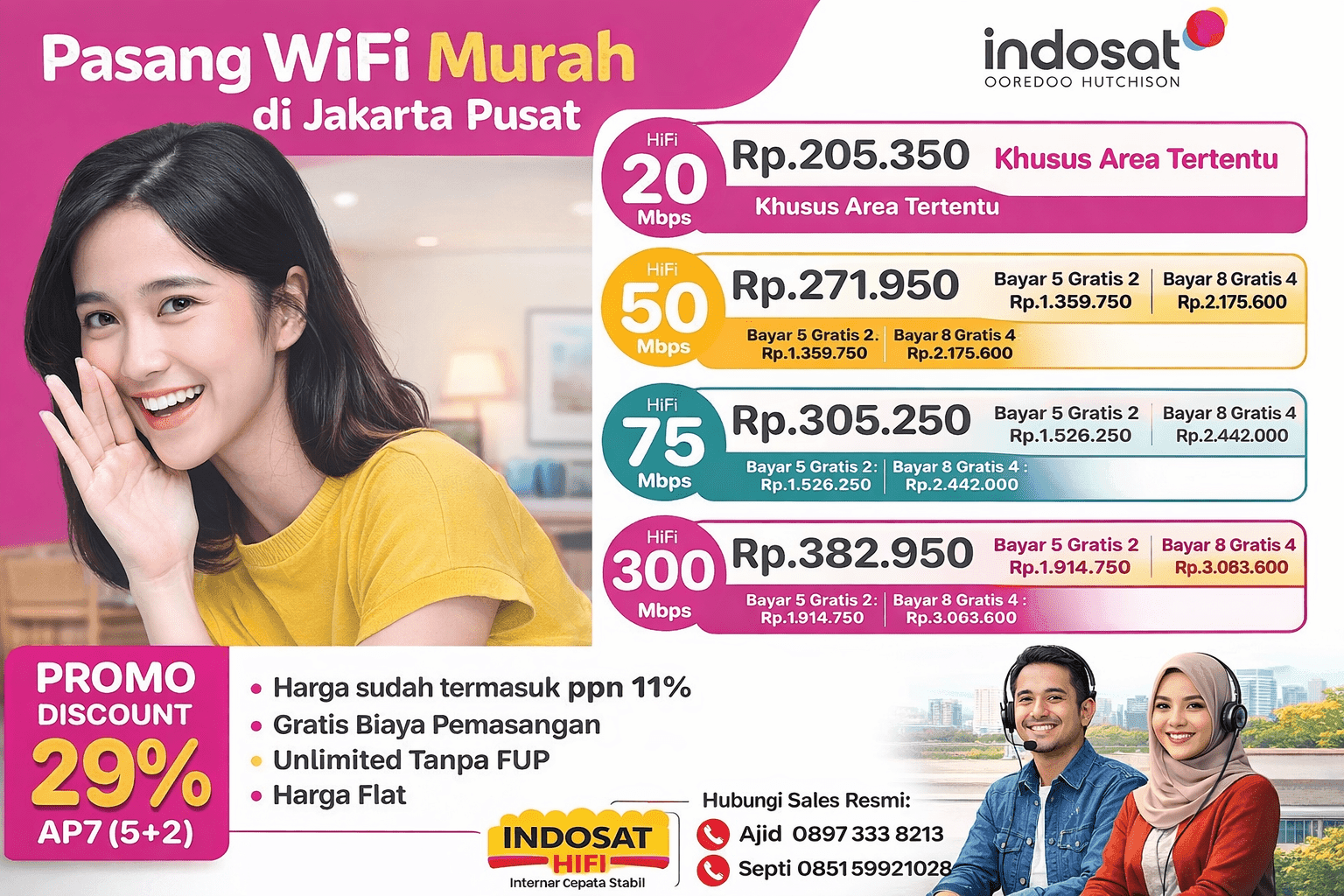 Harga Indosat Hifi Jakarta Pusat