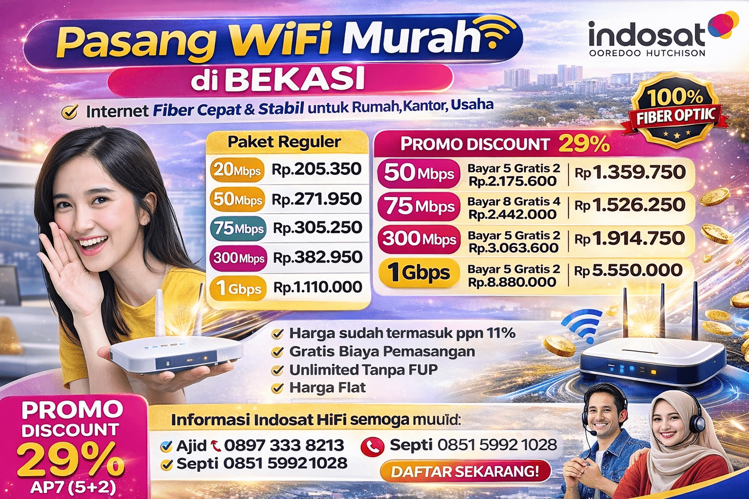 Indosat Hifi daftar harga di BEKASI