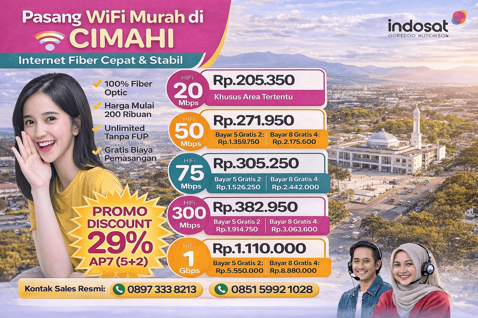 Harga Indosat hifi cimahi