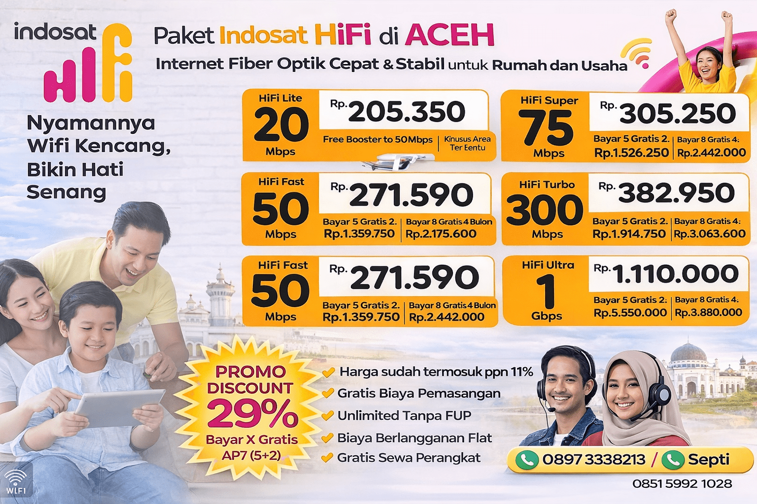 Harga Paket Indosat Hifi Banda Aceh
