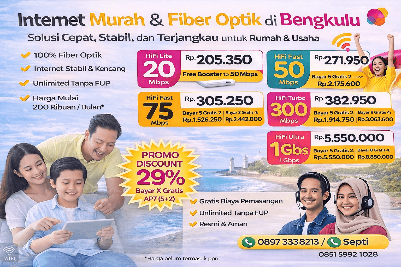 Harga paket wifi muran indosat hifi bengkulu