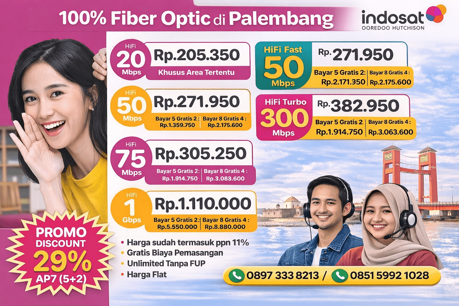 Daftar Harga Indsat Hifi Palembang