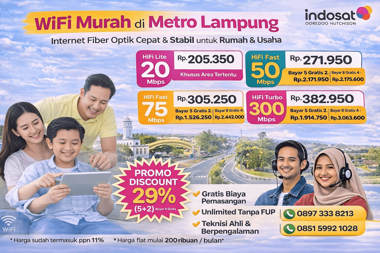 Wifi murah metro lampung Indosat Hifi