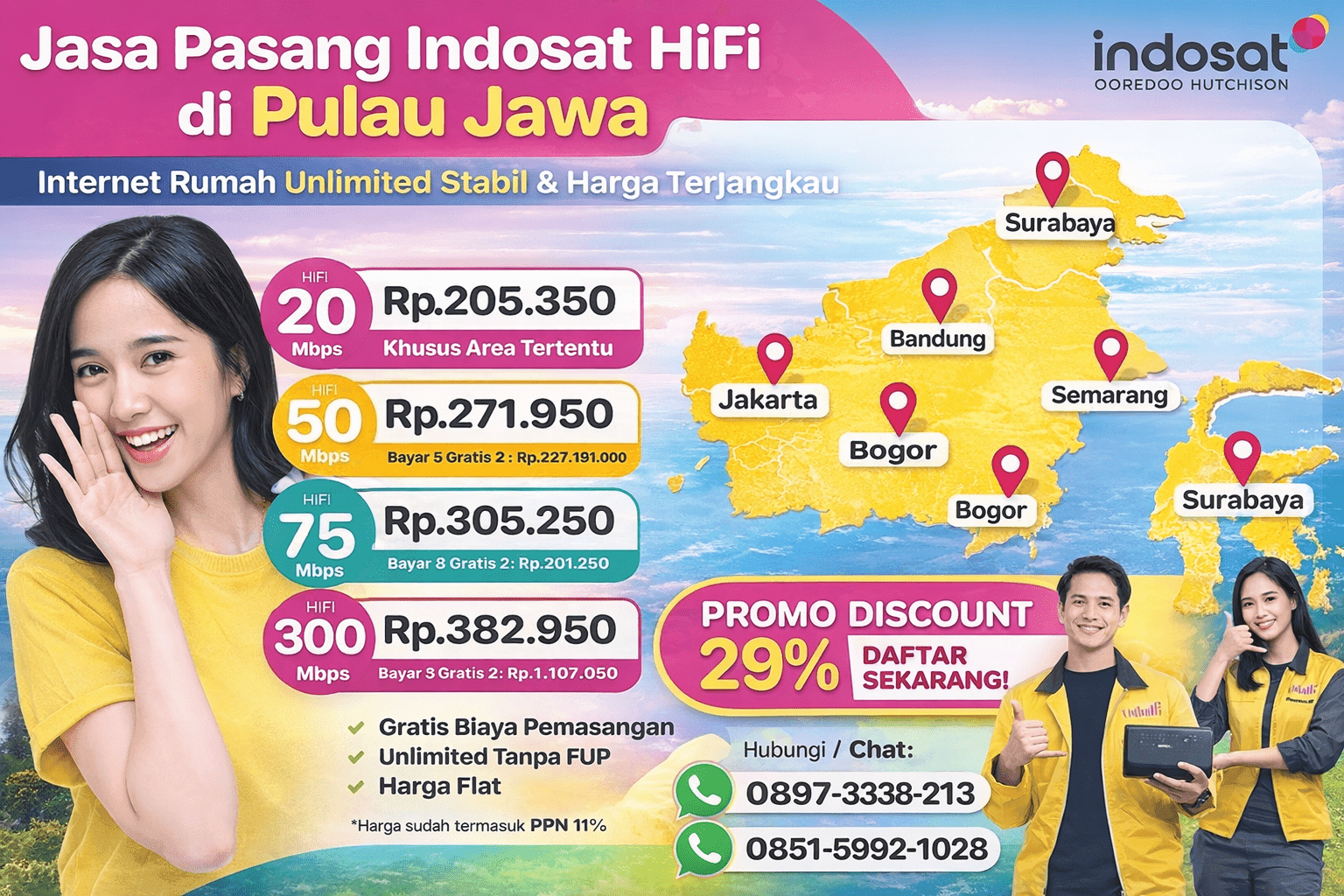 pasang indosat hifi Pulau Jawa