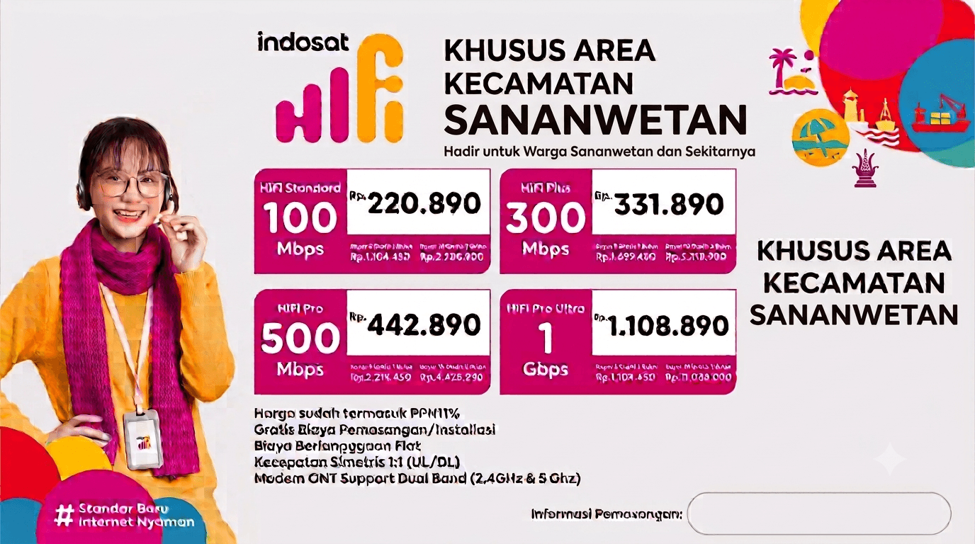 JASA PEMASANGAN WIFI DI SANANWETAN