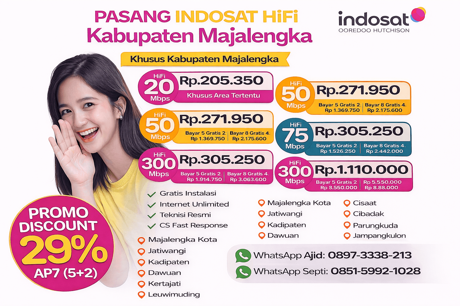 Paket Pasang WiFi Indosat HiFi Majalengka Resmi Bebas FUP