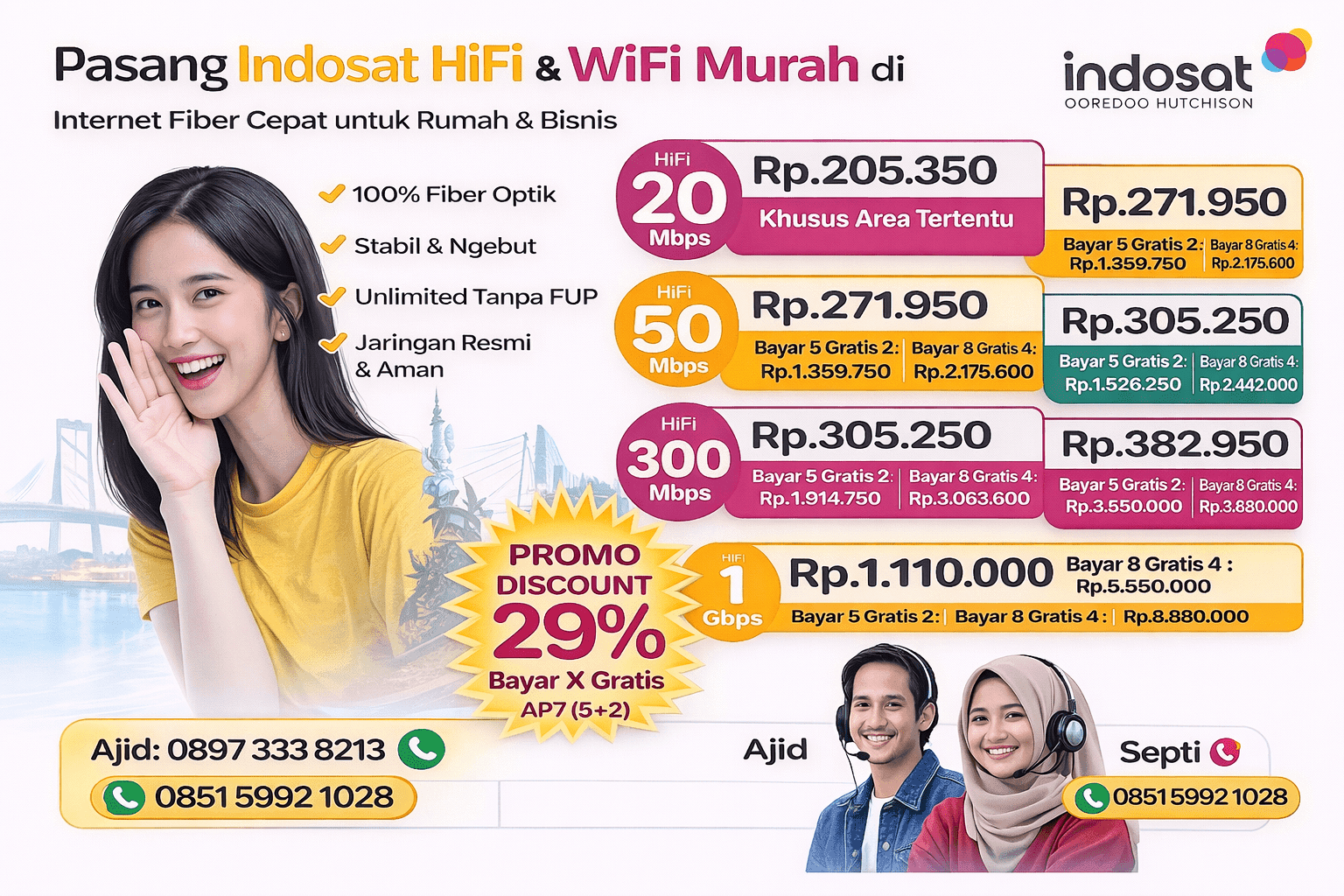 Paket Pasang WiFi Indosat HiFi SURABAYA Resmi Bebas FUP