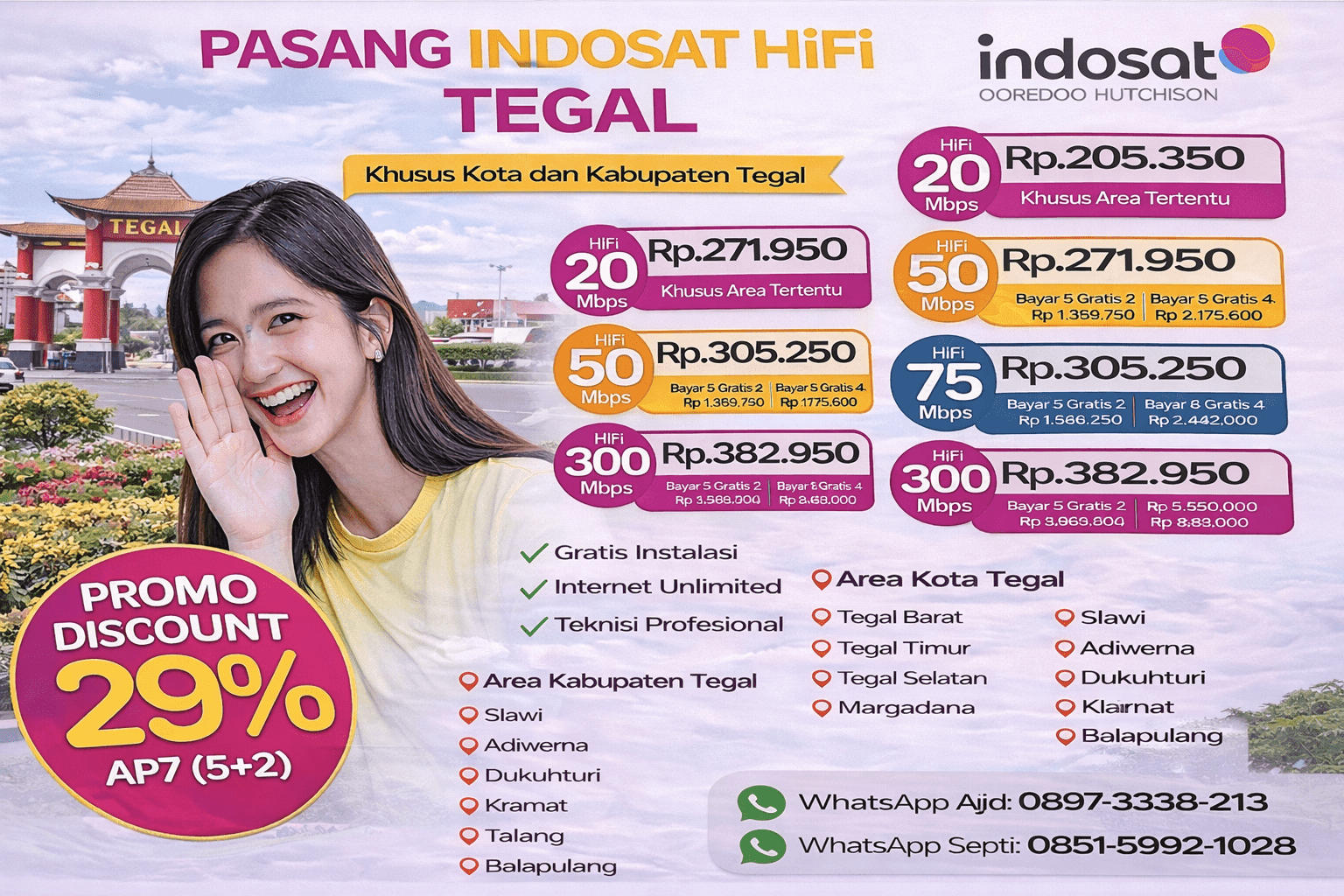 Paket Pasang WiFi Indosat HiFi Tegal Resmi Bebas FUP