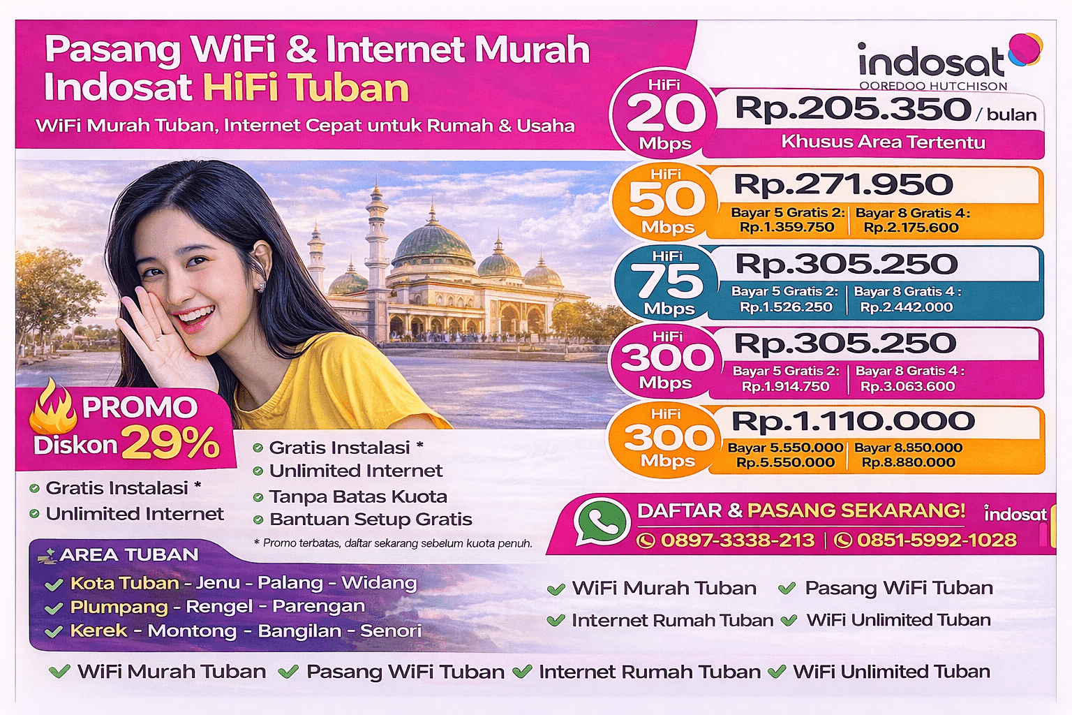 Paket Pasang WiFi Indosat HiFi Tuban Resmi Bebas FUP
